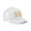 Jesus Trucker Hat - Christian Snapback Caps - White (Gold Glitter)